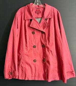 Merona Women’s 3 Coral Pink Water Repellent Double Breasted Trench Jacket